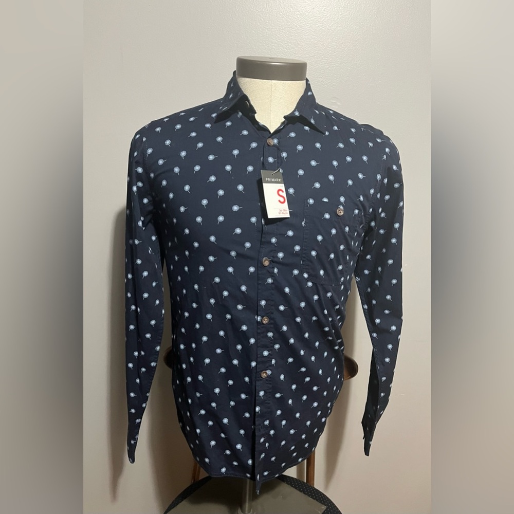 Primark Navy Shirt with Light Blue Dot Pattern.